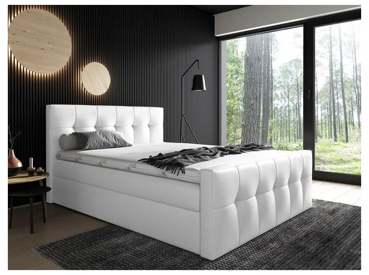 Čalúnená posteľ Maxim 180x200, biela eko koža + TOPPER