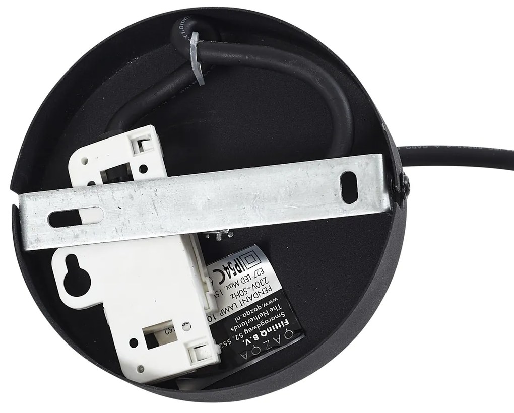 Vonkajšia závesná lampa čierna s oranžovým lanovým tienidlom IP44 - Cava Jayla