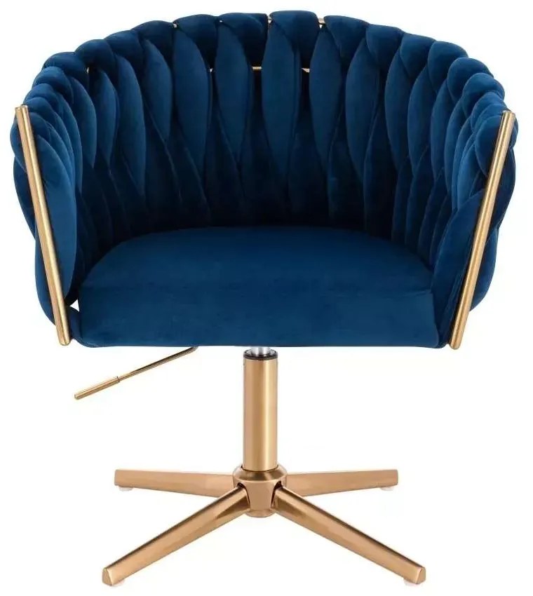 LuxuryForm DESIGN Stolička NORDEN VELUR na zlatom kríži - modrá