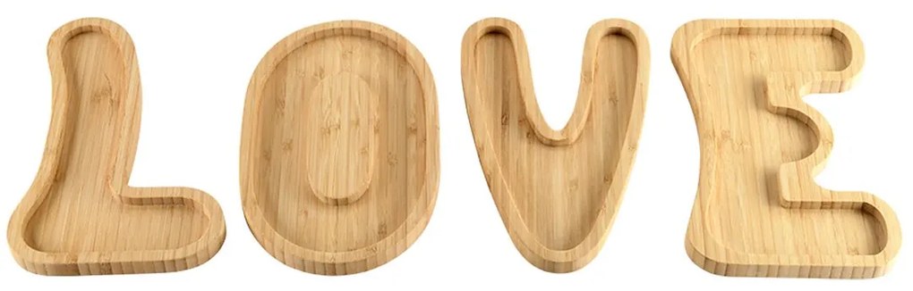 Drevená servírovacia miska Love 20x15 cm sada 4ks