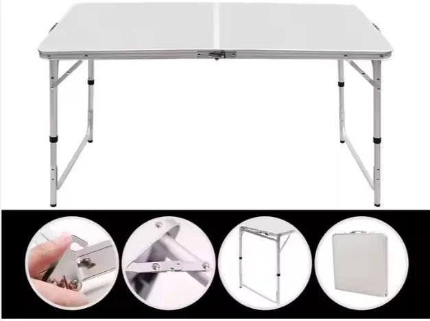 Lean Toys Skladací záhradný nábytok biely – 1 stôl, 4 stoličky