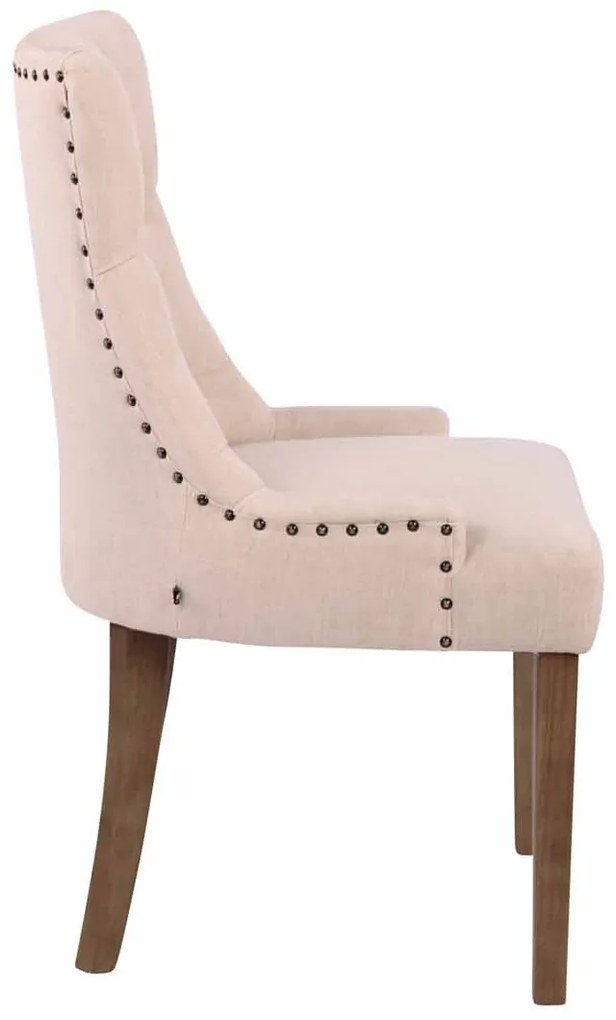 Jedálenská stolička Aberdeen - látka, drevené nohy antik svetlé - Krémová