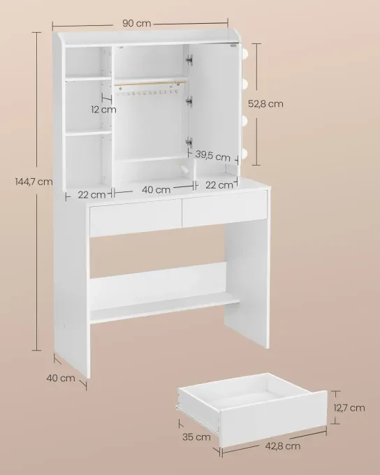 Toaletný stolík s LED osvetlením RDT126W01
