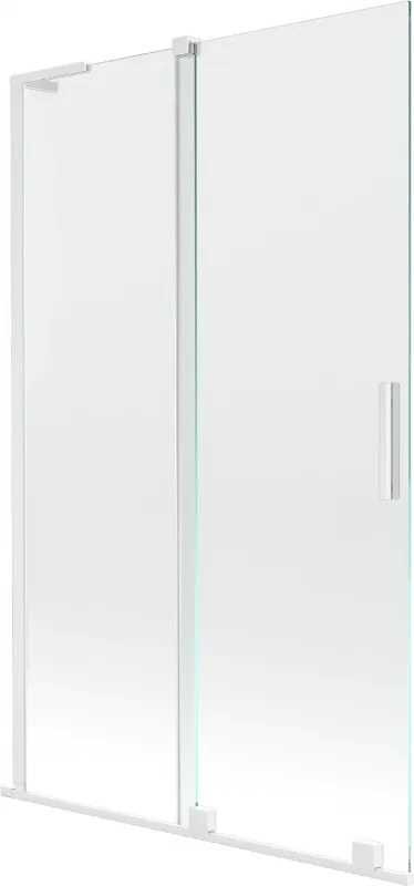 Mexen Velar L, 2-krídlová posuvná vaňová zástena 110 x 150 cm, 8mm číre sklo, biely profil, 896-110-003-01-20