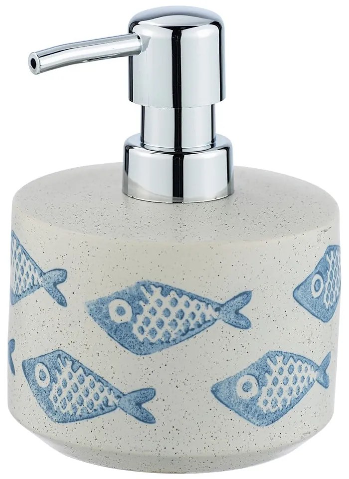Modro-biely keramický dávkovač na mydlo Wenko Aquamarin, 475 ml