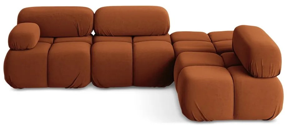 Oranžová zamatová modulárna rohová pohovka (pravý roh) Lokua – Makamii