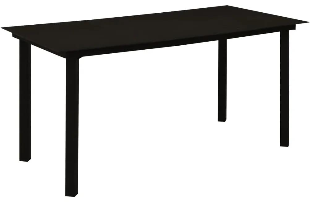 Záhradný jedálenský stôl čierny 150x80x74 cm oceľ a sklo