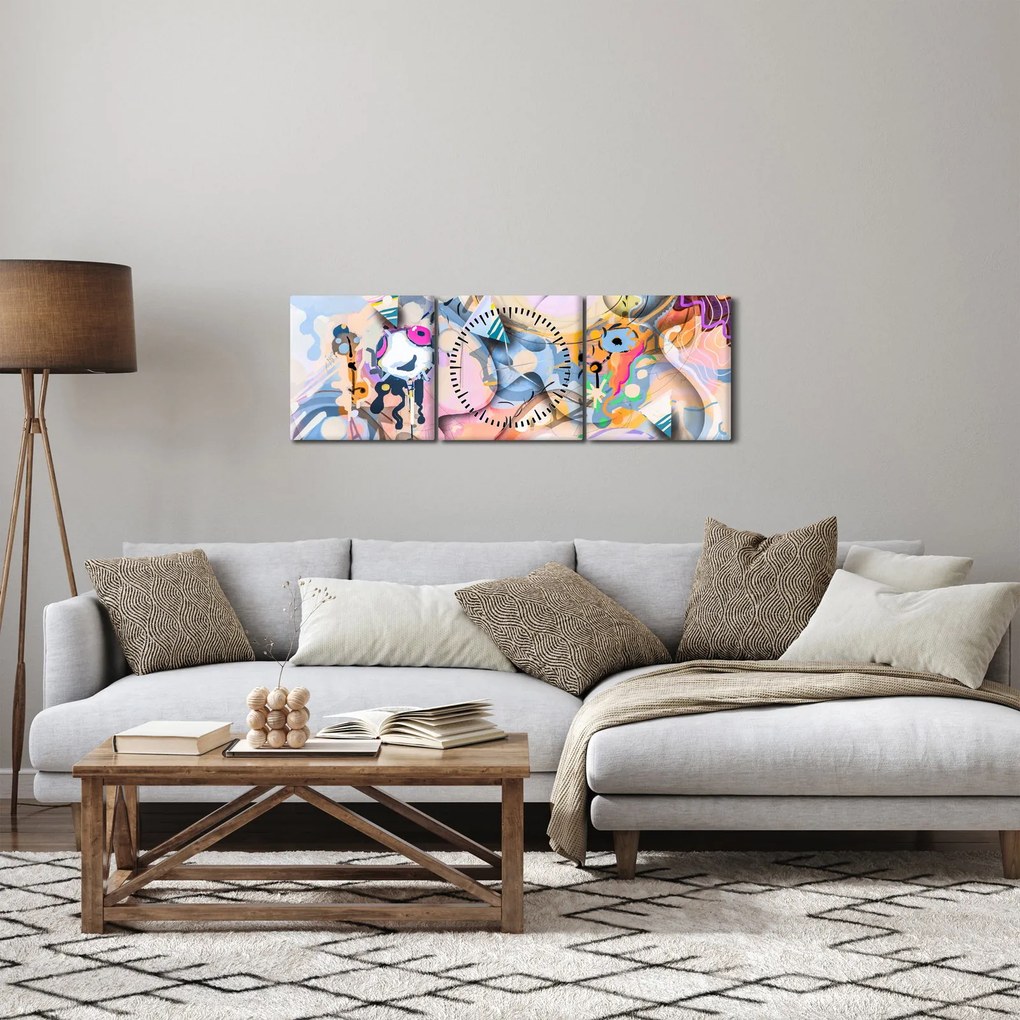 Obraz - Rozprávková abstrakcia (s hodinami) (90x30 cm)