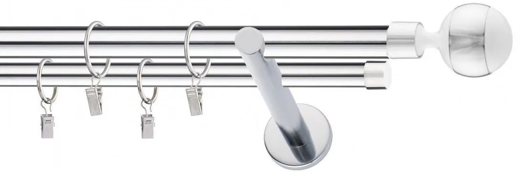 Dekorstudio Chrómová dvojradová garniža biely VIVALDI 19mm Dĺžka: 120cm, Typ uchytenia: Držiak dvojitý modern, Typ príslušenstva: Bez príslušenstva