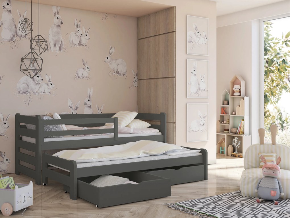 Detská posteľ 90 cm Simo (grafit) (s roštom). Akcia -10%. Vlastná spoľahlivá doprava až k Vám domov. 615022