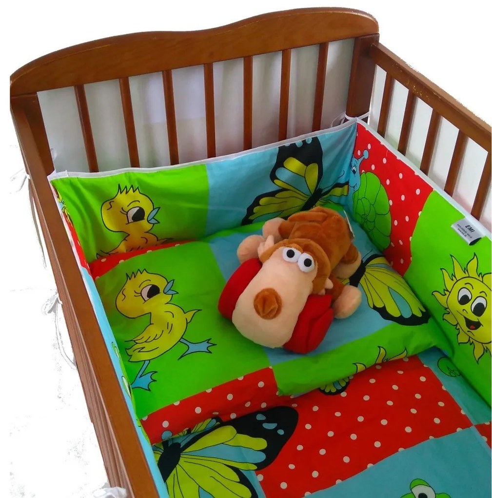 Mantinel do postieľky zvieratká modré EMI: Detská postieľka 60x120cm