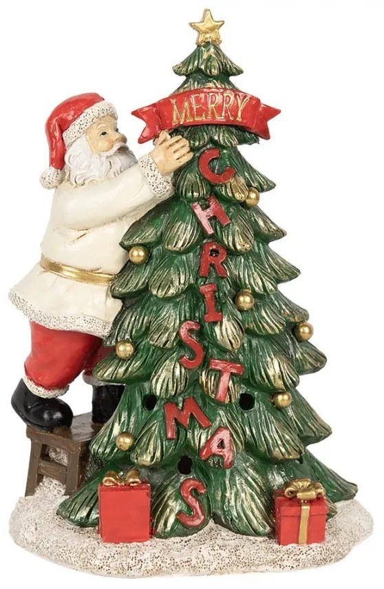 Svietiaca dekorácia Santa zdobiaci stromček Merry Christmas - 15*10*22 cm