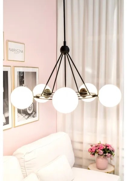 Argon 6150 - Luster na tyči AMALFI 3xE27/15W/230V čierna/biela