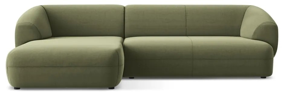 Zelená zamatová rohová pohovka (ľavý roh) Moana – Makamii