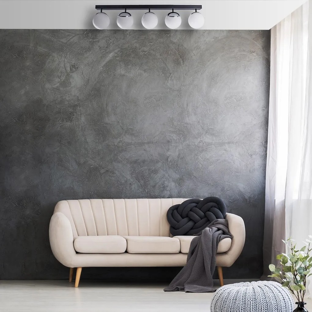 Stropné svietidlo Sfera, 5x biele sklenené tienidlo, b/ch