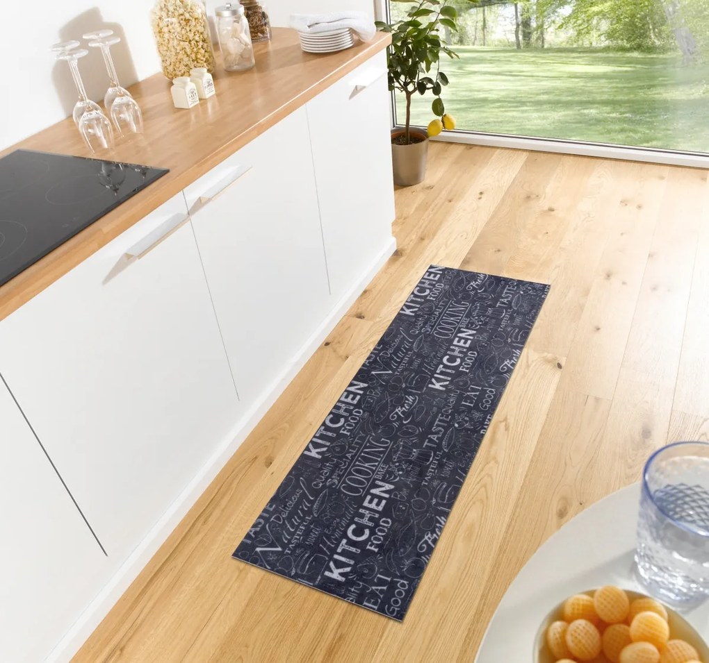 Hanse Home, Koberec behúň Cook & Clean 105731 Black White, 50x150, čierna, čiernobiela, kuchyňa