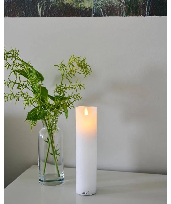 SIRIUS Dobíjecí voskové LED svíčka Sara, bílá, 5 x 20 cm