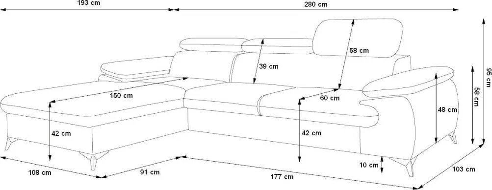 Rohová sedacia súprava Scala, hnedá látka, ľavý roh