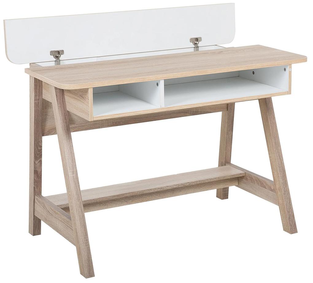 Písací stôl svetlé drevo biela 110 x 60 cm JACKSON Beliani