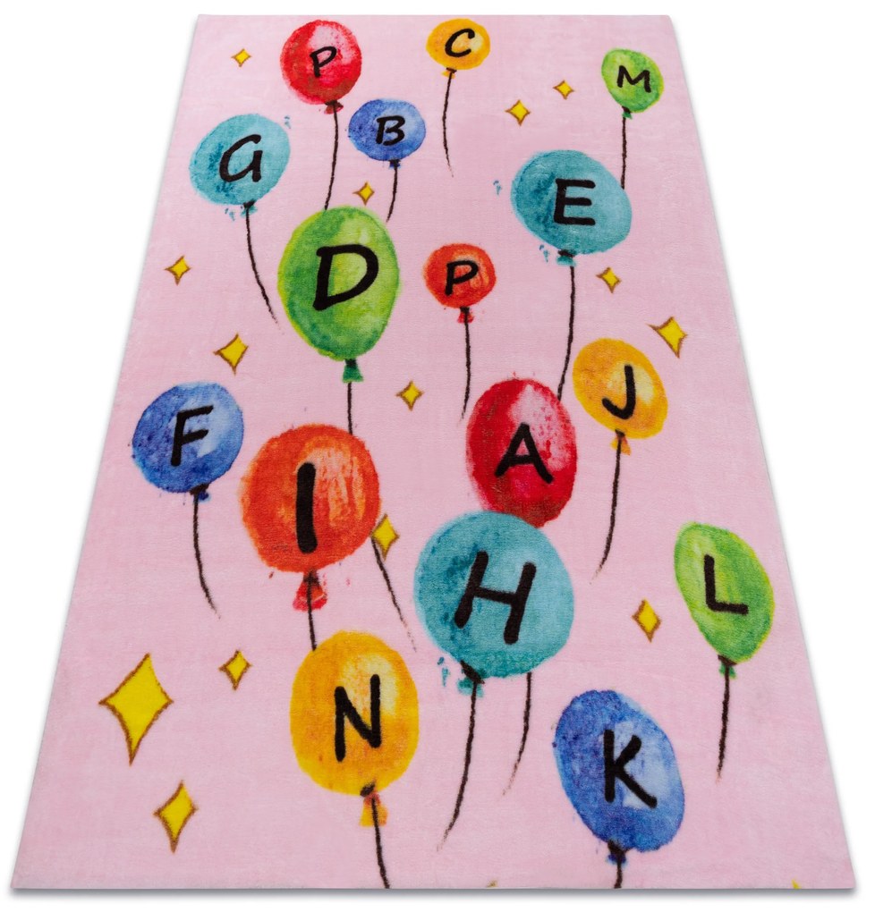 Koberec PLAY balóniky, písmená abeceda G3548-3, ružový