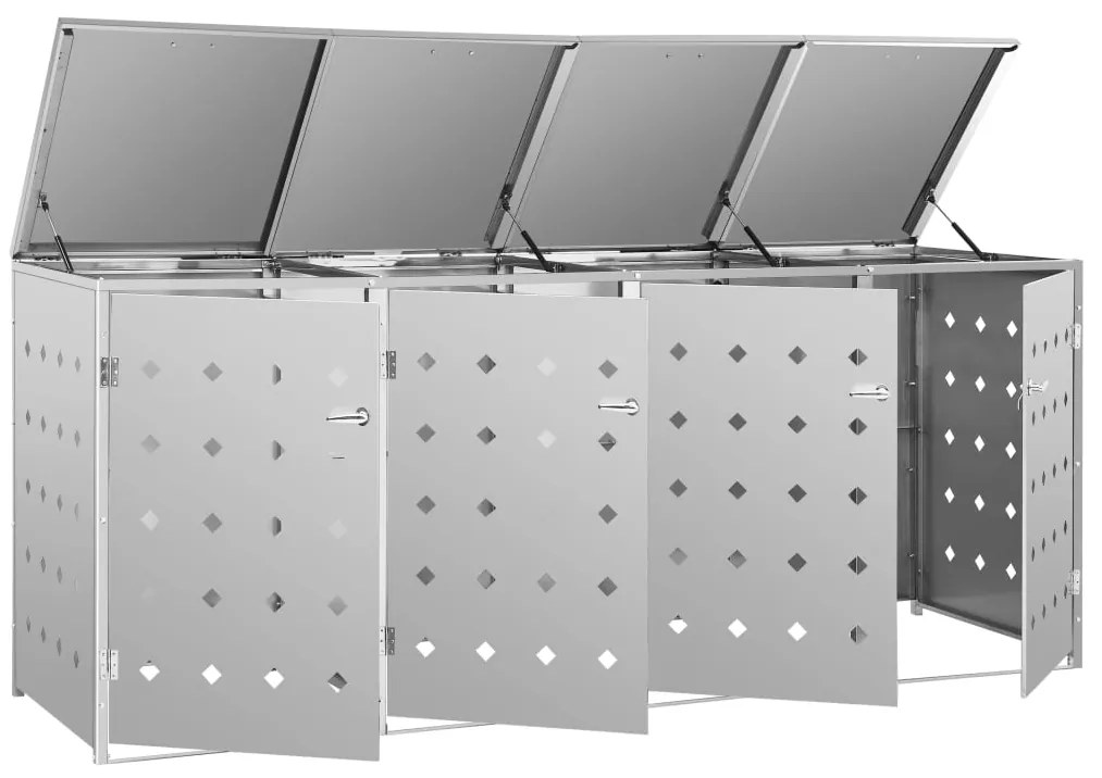 Prístrešok na štvoritý odpadkový kôš nehrdzavejúca oceľ 240 l