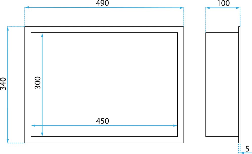 Rea Rea, oceľová kúpeľňová polička 45x30 cm, čierna matná, REA-05604