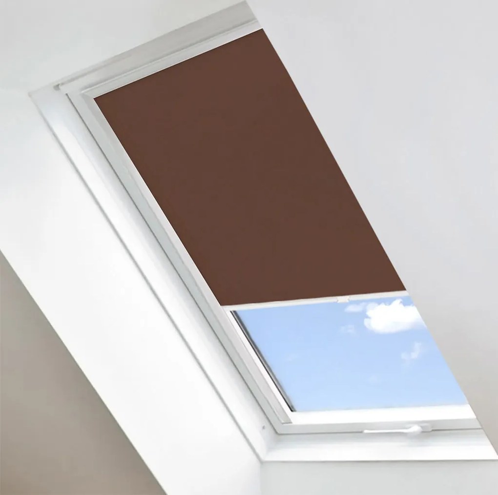 FOA Látková roleta na strešné okná, BASIC, Kávová, LT 117 , 35 x 54 cm, Farba profilu: Biela