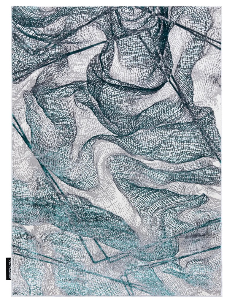 Moderný koberec DE LUXE 621 Sieť - Štrukturálny sivý / verde