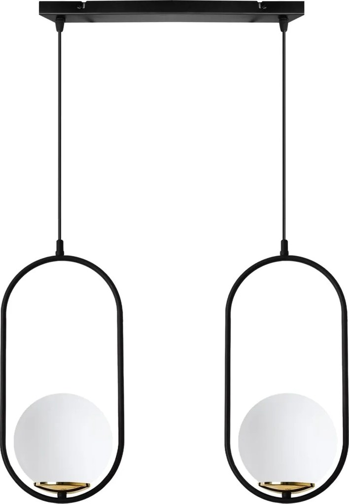 Závesné svietidlo Florence, 2x biele sklenené tienidlo, b/g, UI