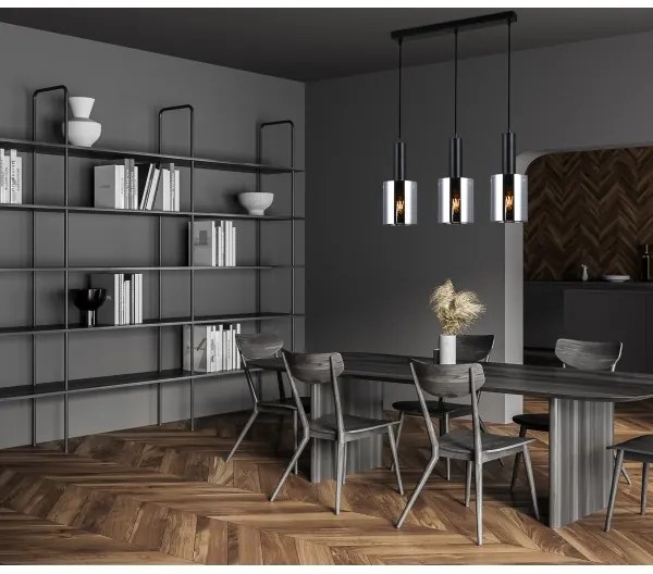 ITALUX PND-5581-3-BK+SG - Luster na lanku SARDO 3xE27/40W/230V čierna