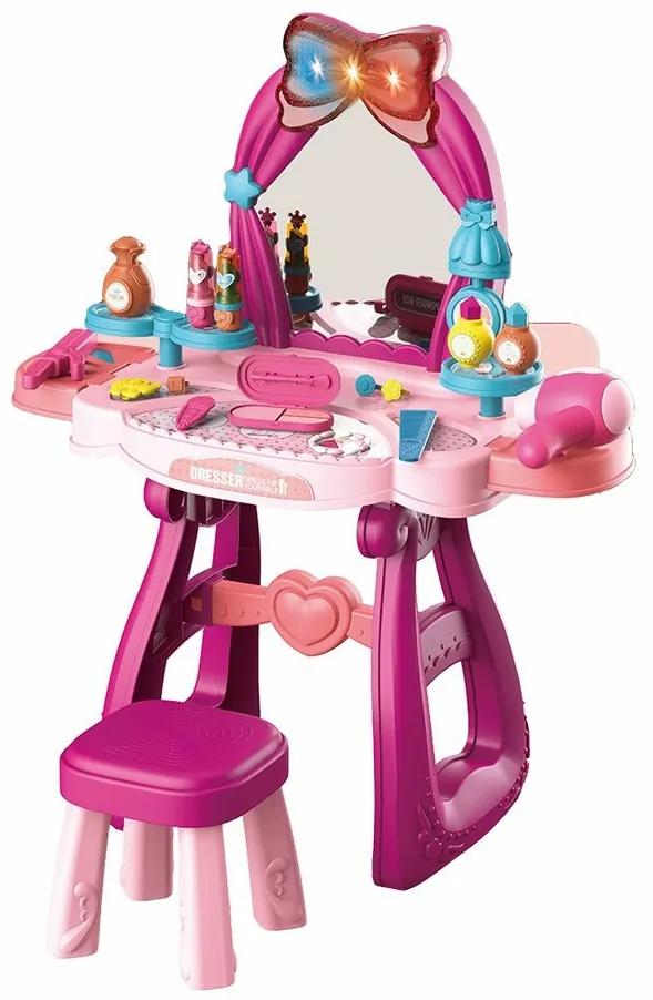Baby Mix Detský toaletný stolík so stoličkou ružová, 57 x 29 x 69,5 cm