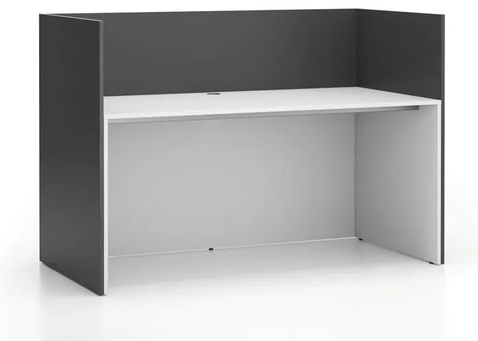PLAN Kancelárska zostava single s paravánom SEGMENT, rovná, biela/grafit