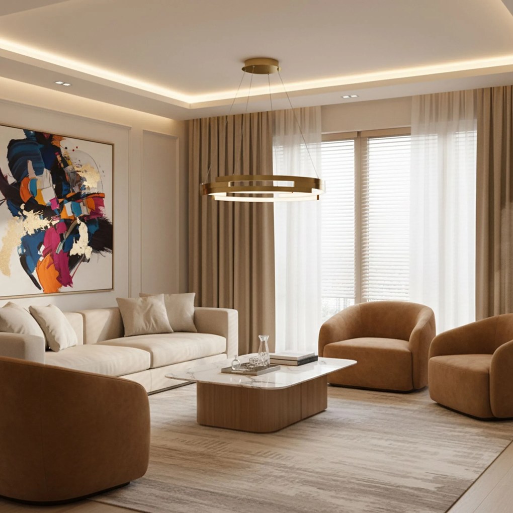 Toolight Toolight, LED stropné svietidlo 50cm, 60W, 4000K, 4500lm, G127-CP, zlatá, OSW-02619