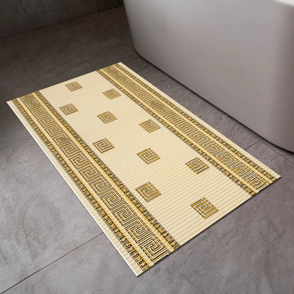 Kúpeľňová penová rohož / predložka PRO-099 Antický vzor béžový - metráž šírka 65 cm