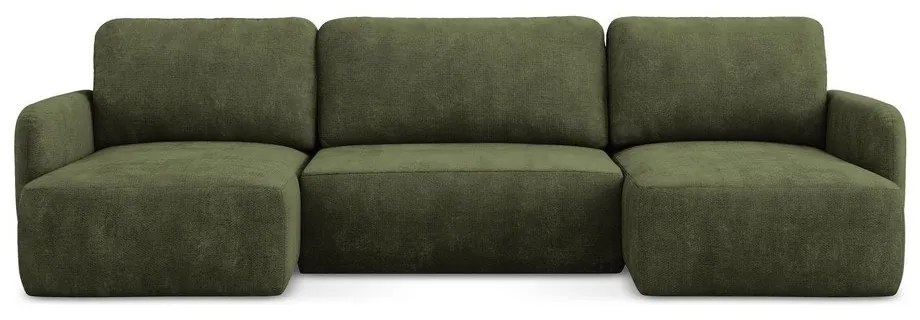 Zelená ženilková rozkladacia/s úložným priestorom rohová pohovka (do tvaru "U") Lilo – Makamii