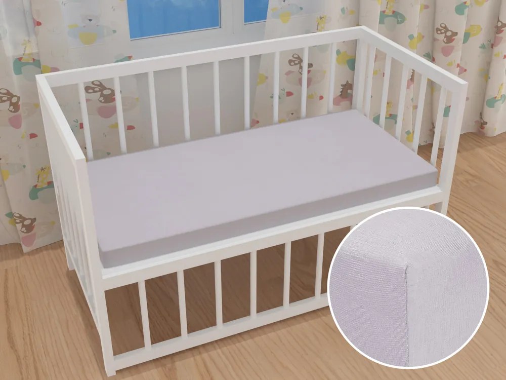 Detské jersey napínacie prestieradlo do postieľky JR-028 Svetlo sivé 70 x 140 x 10 cm - do postieľky