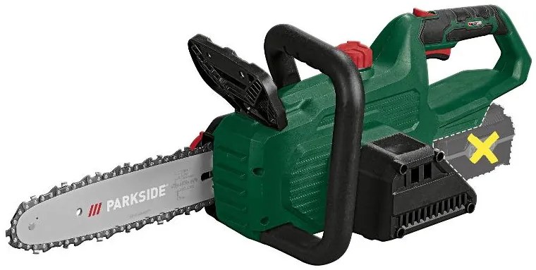 Parkside®  Aku reťazová píla Paks 20-Li E5 + Akumulátor 20 V/2 Ah + Nabíjačka 20 V/2,4 A  (800011462)