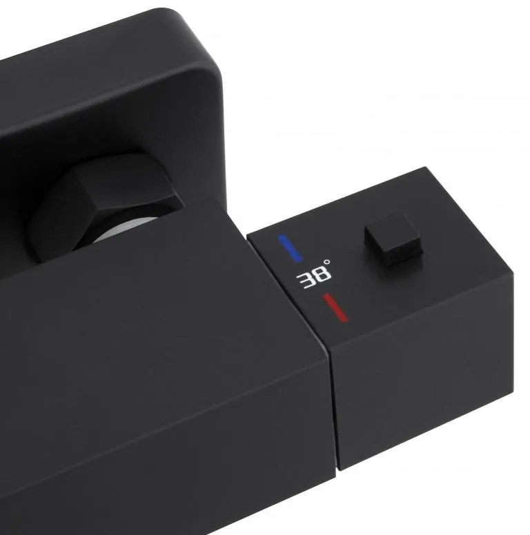 Sprchová súprava GABI s termostatickou batériou - 25x25 cm - čierna matná