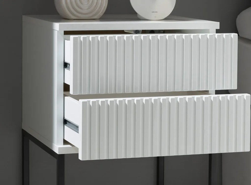 Nočný stolík s 2 zásuvkami Marle, biely