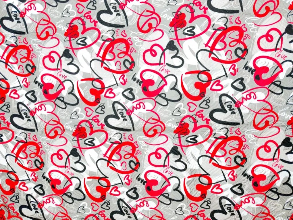 Prehoz na posteľ STREET LOVE, sivý Rozmer: 170 x 210 cm