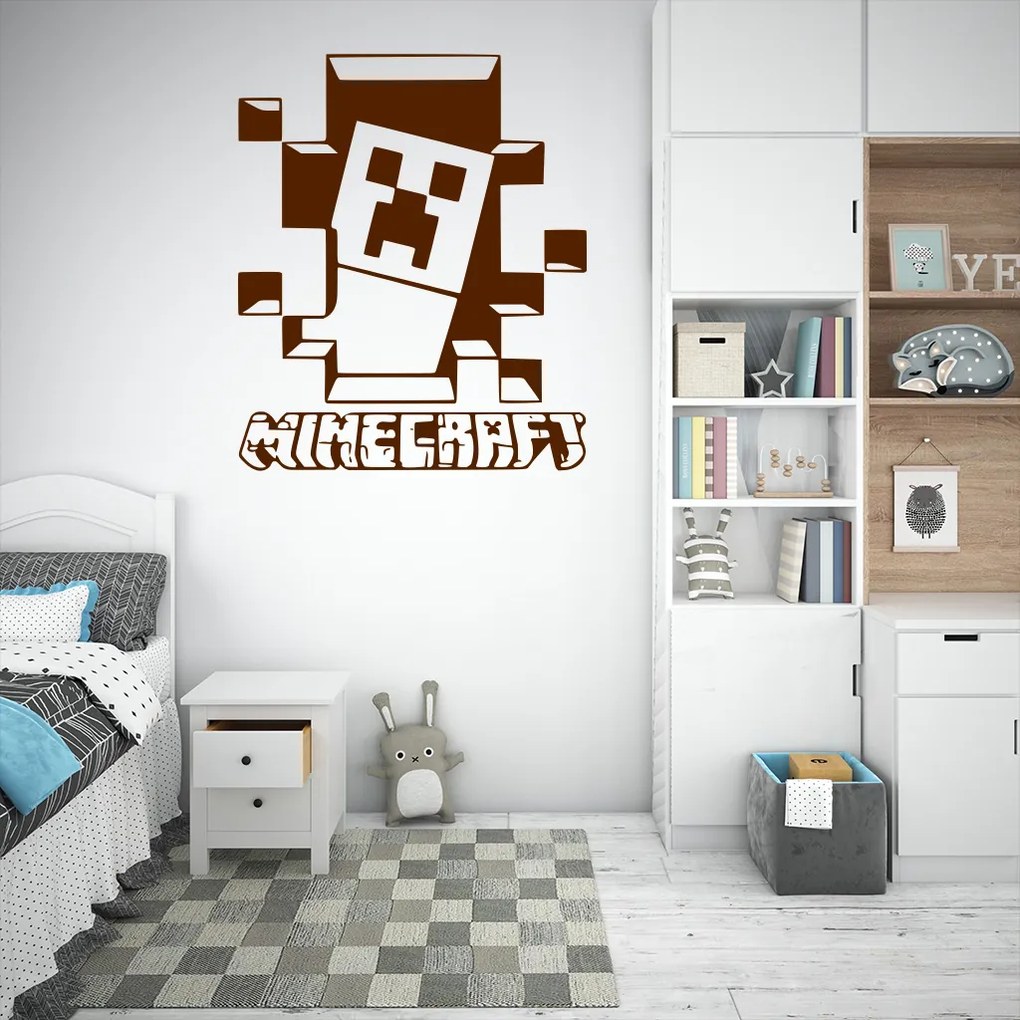 Veselá Stena Samolepka Minecraft hra Farba: růžová, Veľkosť: 60 x 71 cm