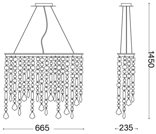 Ideal Lux - Krištáľový luster na lanku RAIN 5xE14/40W/230V číra