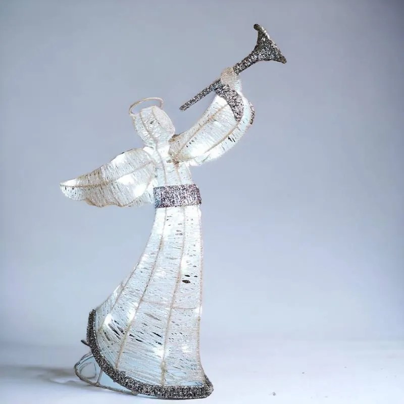 DECOLED LED světelný anděl 50 cm, ledově bílý na baterie, IP44