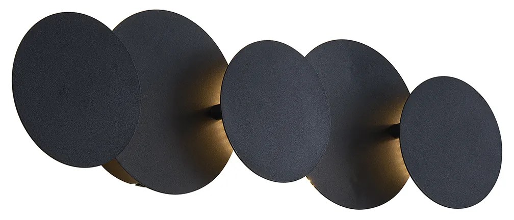 Moderné nástenné svietidlo čierne vrátane LED 3-stupňové stmievateľné 5-svetiel - Sunrise