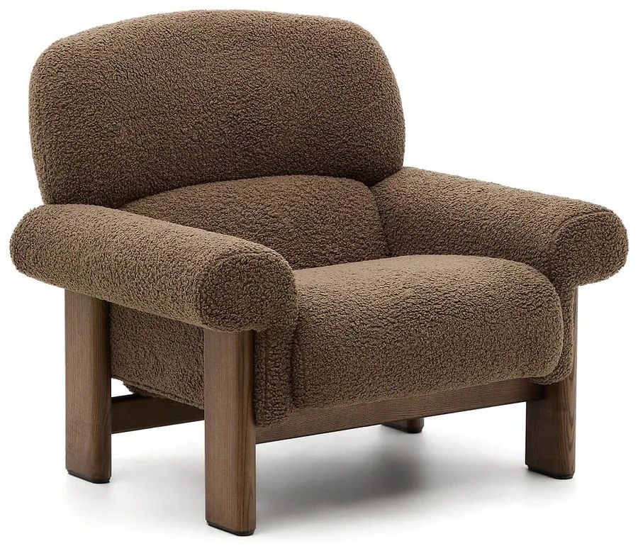 Hnedé kreslo z textílie buklé Nema – Kave Home