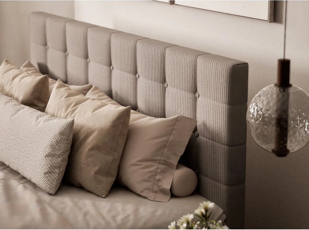 Béžová boxspring posteľ s úložným priestorom 200x200 cm Tasca – Maison de Rêve