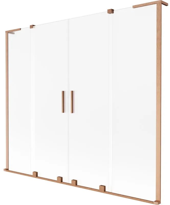 Mexen Velar L Duo, 2-krídlová posuvná vaňová zástena 180 x 150 cm, 8mm sklo námraza, medená matná, 896-180-003-32-65