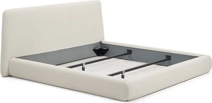 Béžová čalúnená dvojlôžková posteľ bez roštu 180x200 cm Martina – Kave Home