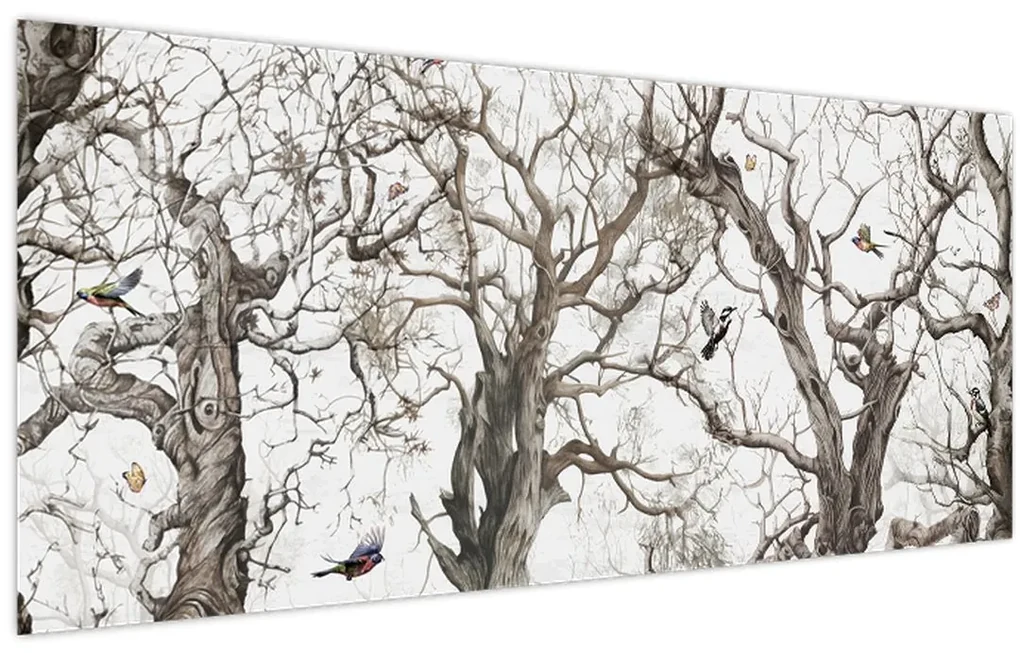 Obraz - Lesný vzor, kresba (120x50 cm)