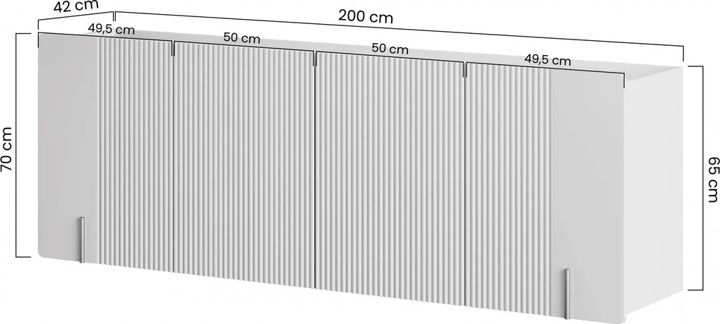 Závesná komoda Malmi 200 cm štvordverová - kašmír / čierna